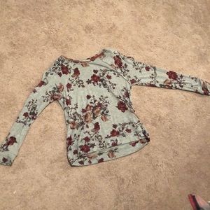 🌺Floral Gray light sweater🌺 lace up sleeves